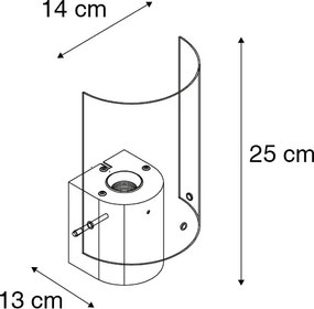 Applique da parete vintage in ottone con vetro fumé - Vidra