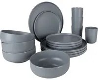 Bo-Camp Set di Stoviglie 16 pz Patom in Melamina Grigio Chiaro 441569