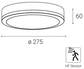 LED2 - Plafoniera LED da esterno con sensore KERY LED/18W/230V IP65 nero