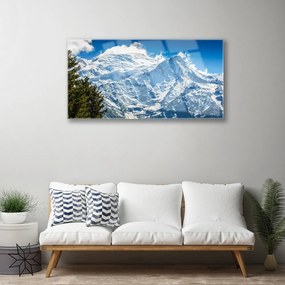 Quadro acrilico Paesaggio dell'albero di montagna 100x50 cm