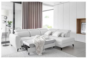 Divano angolare bianco allungabile/con contenitore (con penisola a destra/a L) e rivestimento in velluto Noble – ELTAP