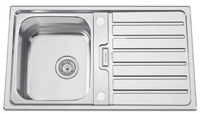 Lavello semincasso 1 vasca con gocciolatoio laterale destro o sinistro RODI Urban 86 B inox L 50 x L 86 x P 20 cm argento