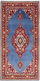 Kashan Tappeto 70 x 140 Blu (Iran) Annodato A Mano