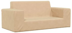 Divano Per Bambini A 2 Posti Crema İn Morbido Peluche /