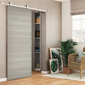 Porta scorrevole reversibile Cambridge in mdf bianco, L 93 x H 212 cm, con binario Loft bianco