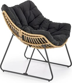 Poltrona imbottita Whisper in legno naturale/nero - H90 cm