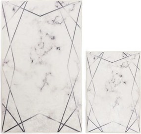 Set di 2 tappetini da bagno bianchi e grigi Mila Home Geometric - Minimalist Home World