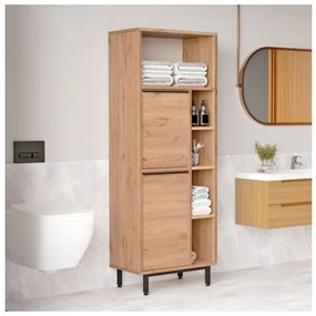 Colonna Da Bagno Multiuso Con Vani A Giorno Ed Ante 60x36x160 Ocean Legno