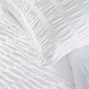 Set copripiumino e federa bianco in crêpe per letto singolo 140x200 cm Plissia – douceur d'intérieur