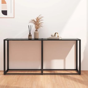 Tavolo Consolle Nero 160x35x75,5 Cm İn Vetro Temperato /