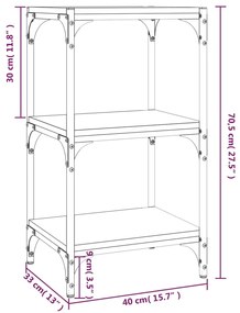 Mobile Porta Libri Nero 40x33x70,5cm Legno Multistrato Acciaio