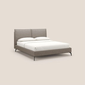 Cloe letto imbottito con piedi in metallo sfoderabile in tessuto fiammato impermeabile T06 marrone