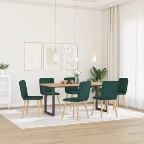 Sedie Da Pranzo 6 Pz Verde Scuro İn Tessuto /