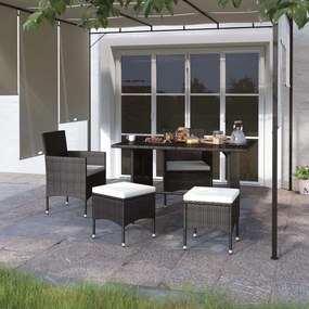 Set sedie da giardino con poggiapiedi 4 pz in polyrattan nero