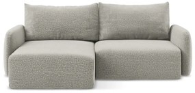 Divano angolare grigio chiaro allungabile/con contenitore (con penisola a sinistra) Kalena – Makamii