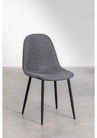 Confezione da 4 sedie da pranzo Glamm Nero & Lino Cinza Antracite - Sklum