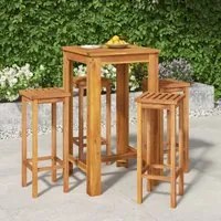 Set da Pranzo per Giardino 5 pz in Legno Massello di Acacia cod mxl 44433