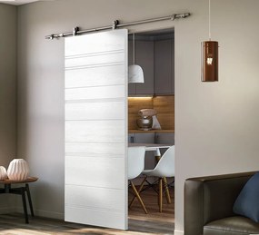 Porta scorrevole Mast Incisa in mdf beige, L 93 x H 212 cm, con binario Toledo Reversibile