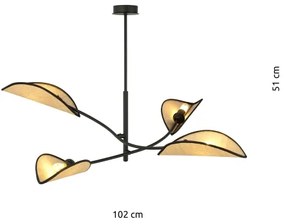 Lampadario a sospensione con supporto rigido LOTUS 4xE14/10W/230V nero/beige