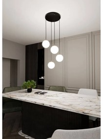 Lampadario a Sospensione in Acciaio e Vetro ROYAL 4 Bianco o Nero 4xE14 Colore del corpo Nero