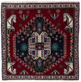 Shiraz Tappeto 60 x 60 Rosso (Iran) Annodato A Mano