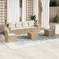 Set Divani da Giardino 7 pz con Cuscini Beige in Polyrattan 3225393