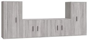 Set di mobili porta tv 4 pz grigio sonoma in legno multistrato