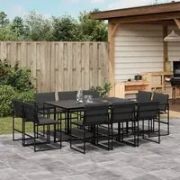 Set da Pranzo da Giardino 11 pz con Cuscini Nero in Textilene 3295079