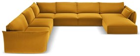Divano angolare color senape (con penisola a sinistra/a U) con rivestimento in velluto Vanda – Mazzini Sofas
