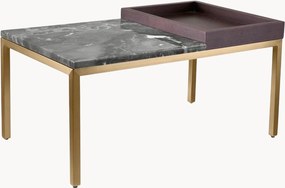 Tavolino da salotto con piano in marmo e vassoio in legno Forma