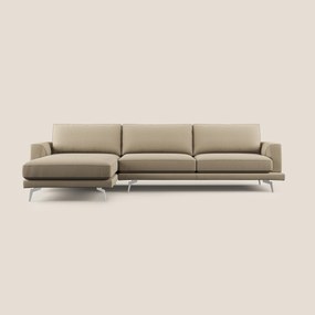 Dorian divano moderno angolare con penisola in tessuto morbido antimacchia T05 beige 308 cm Destro