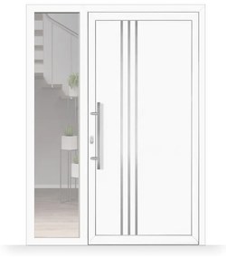 Portoncino ingresso con lato fisso, pvc, bianco, 1260x1760 mm o su misura, serratura a 3 punti, modello Agrigento, configura individualmente