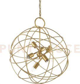 Konse lampadario a sospensione 6 luci attacco e27 in metallo oro