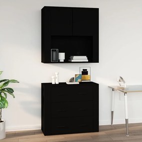 Mobile a parete nero 80x33x80 cm in legno multistrato