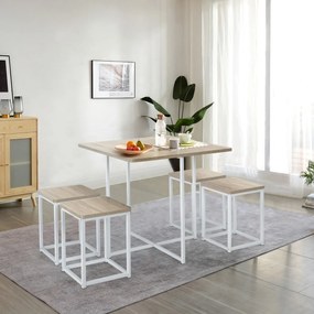 Costway Set da pranzo da 5 pezzi con design salvaspazio, Set di tavolo e sgabelli da cucina per sala da pranzo 2 Colori