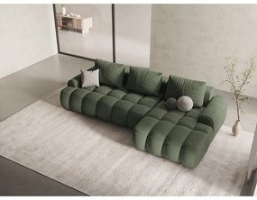 Divano angolare verde allungabile/con contenitore (con penisola a destra/con chaise lounge) Linz – Cosmopolitan Design