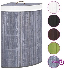 vidaXL Cesto Portabiancheria Angolare in Bambù Grigio 60 L