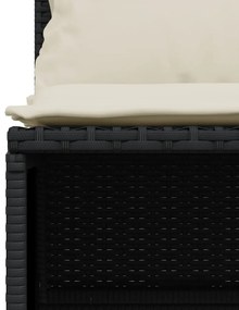 Set divani da giardino 5 pz con cuscini in polyrattan nero