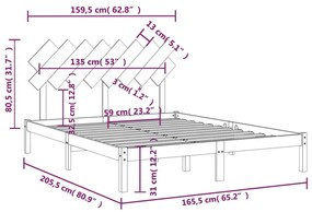 Giroletto Nero 160x200 cm in Legno Massello