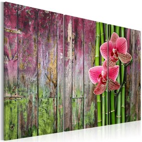 Quadro Fiore e bambu'  Colore Viola, Dimensioni e Misure 90x60