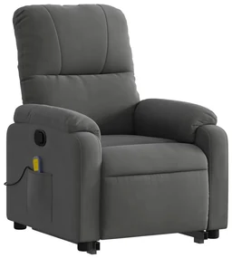 Poltrona a rialzo massaggi reclinante grigio scuro microfibra