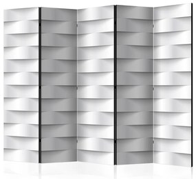 Paravento separè Illusione bianca II (5-parti) - astrazione moderna in 3D