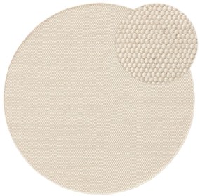 benuta Pure Tappeto di lana Rocco Bianco ø 100 cm rotondo - Tappeto fibra naturale