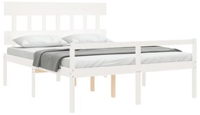 Letto per Anziani con Testiera Bianco 160x200 cm Legno Massello