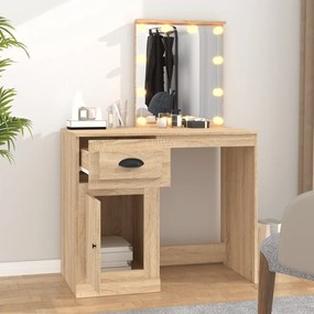 Toeletta con led rovere sonoma 90x50x132,5cm legno multistrato
