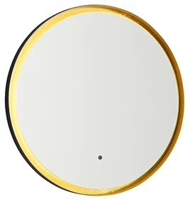 Specchio da bagno nero con oro incl. LED e dimmer touch - Pim
