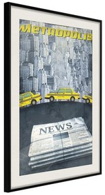 Poster  Metropolis News  Cornice Quadri Cornice nera con pass-partout, Larghezza x Altezza Home decor 20x30