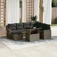 Set Divano da Giardino 8 pz con Cuscini Grigio in Polyrattan 3274840