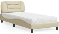 Letto con Materasso Crema 90x200 cm in Tessuto 3208511