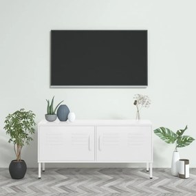 Mobile tv bianco 105x35x50 cm in acciaio